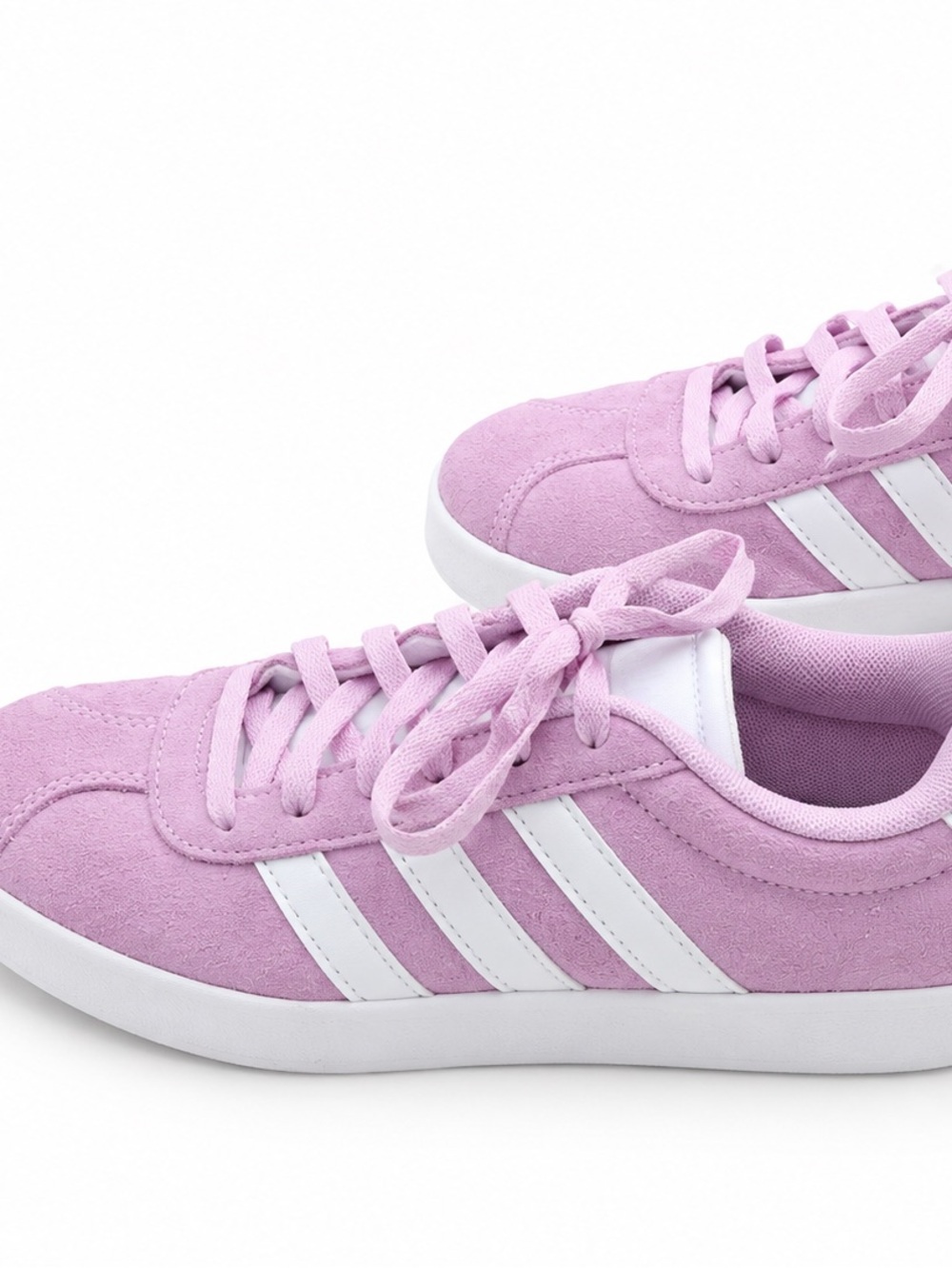 adidas Pink Suede Lace-Up Kids Sneakers with White Stripes
